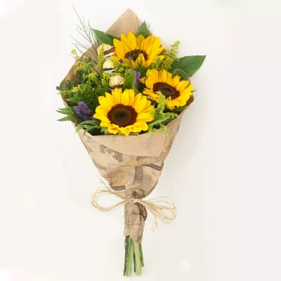 Buquê Girassóis e Ferrero